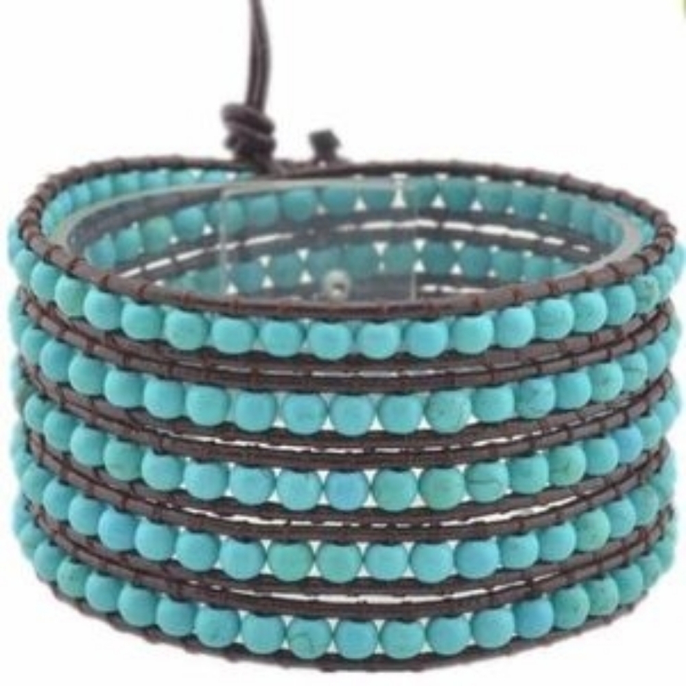 Lulu Dharma Five LayerTurquoise Beaded Wrap Bracelet